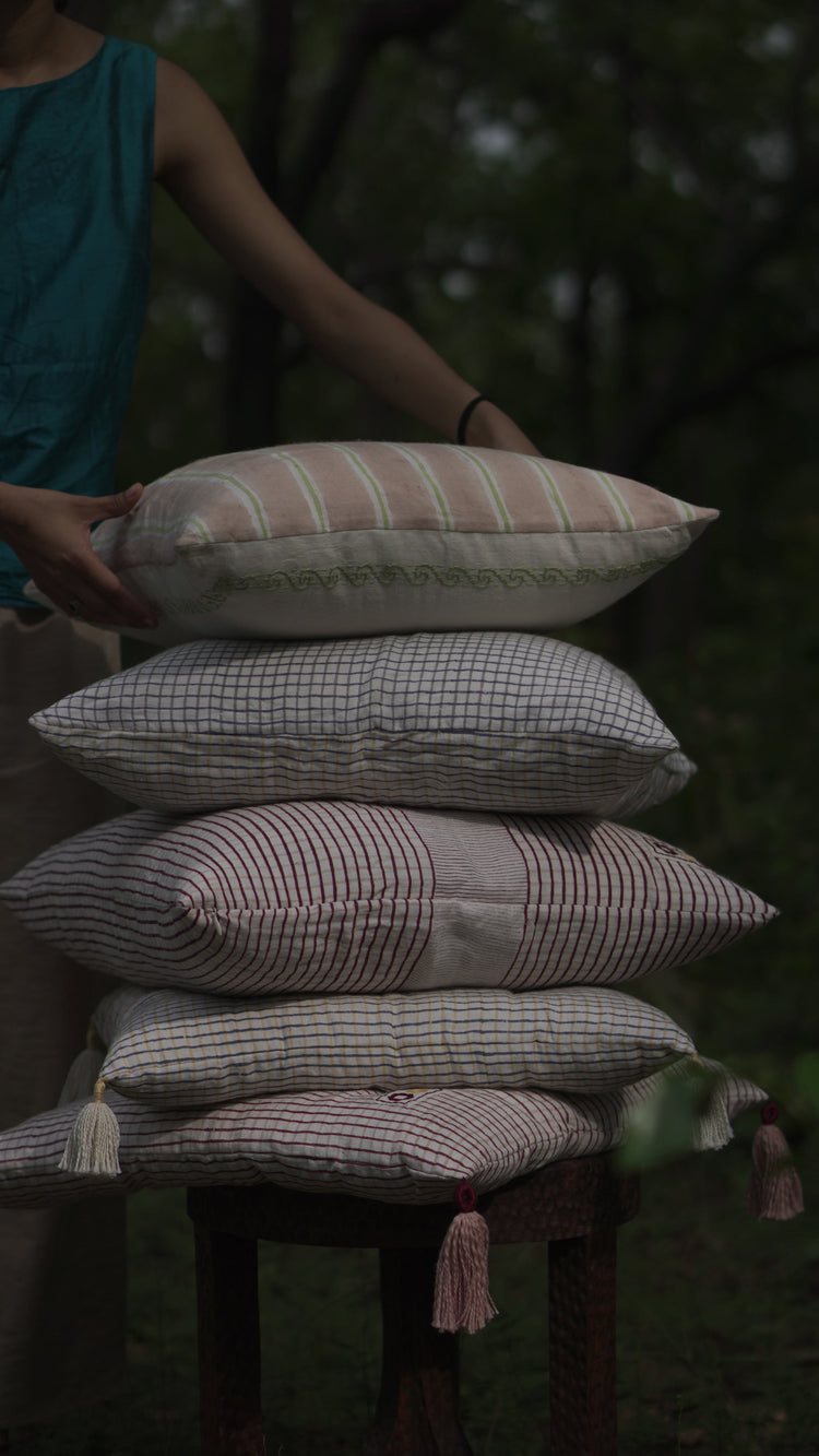 INJIRI DECO CUSHION – Yellow/Blue/Grey