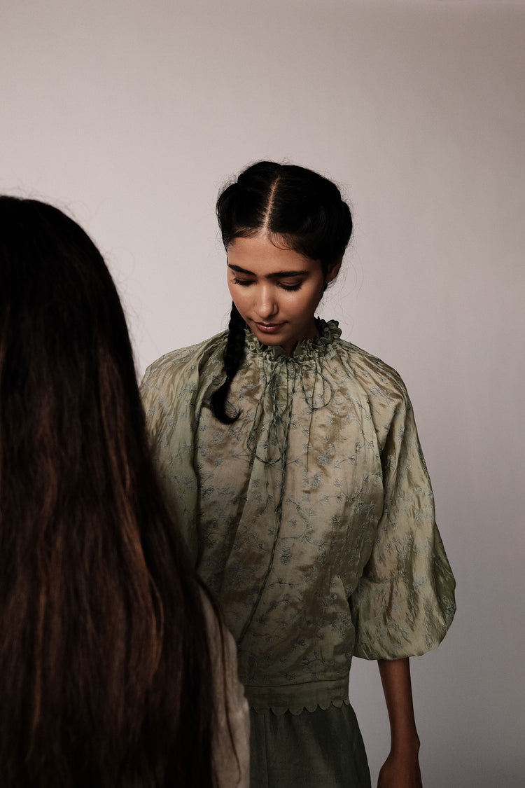 Chinar Top – Green Silk