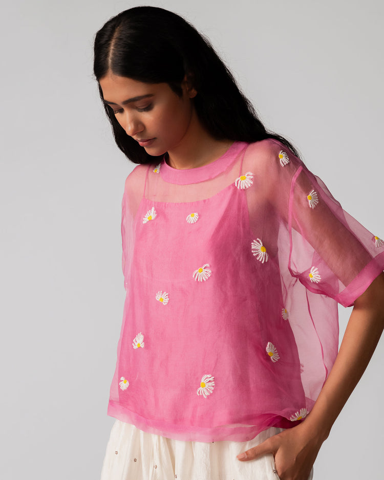 Gulbahar Top – Organza Pink