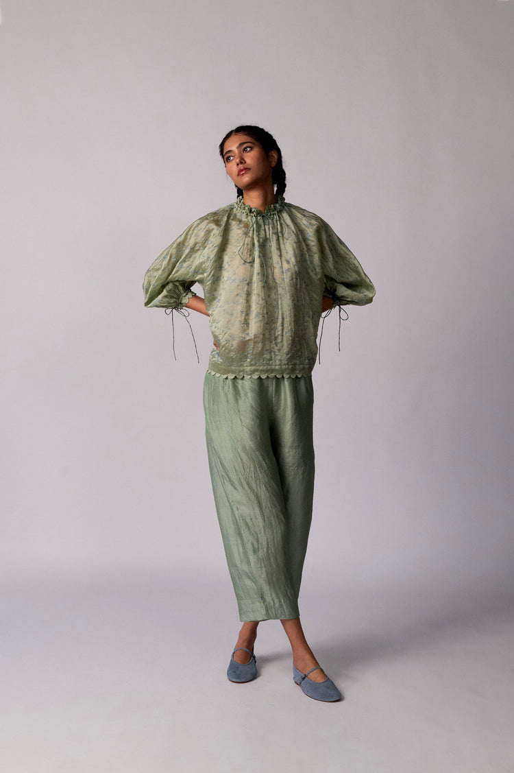 Anjira Pants – Green Silk