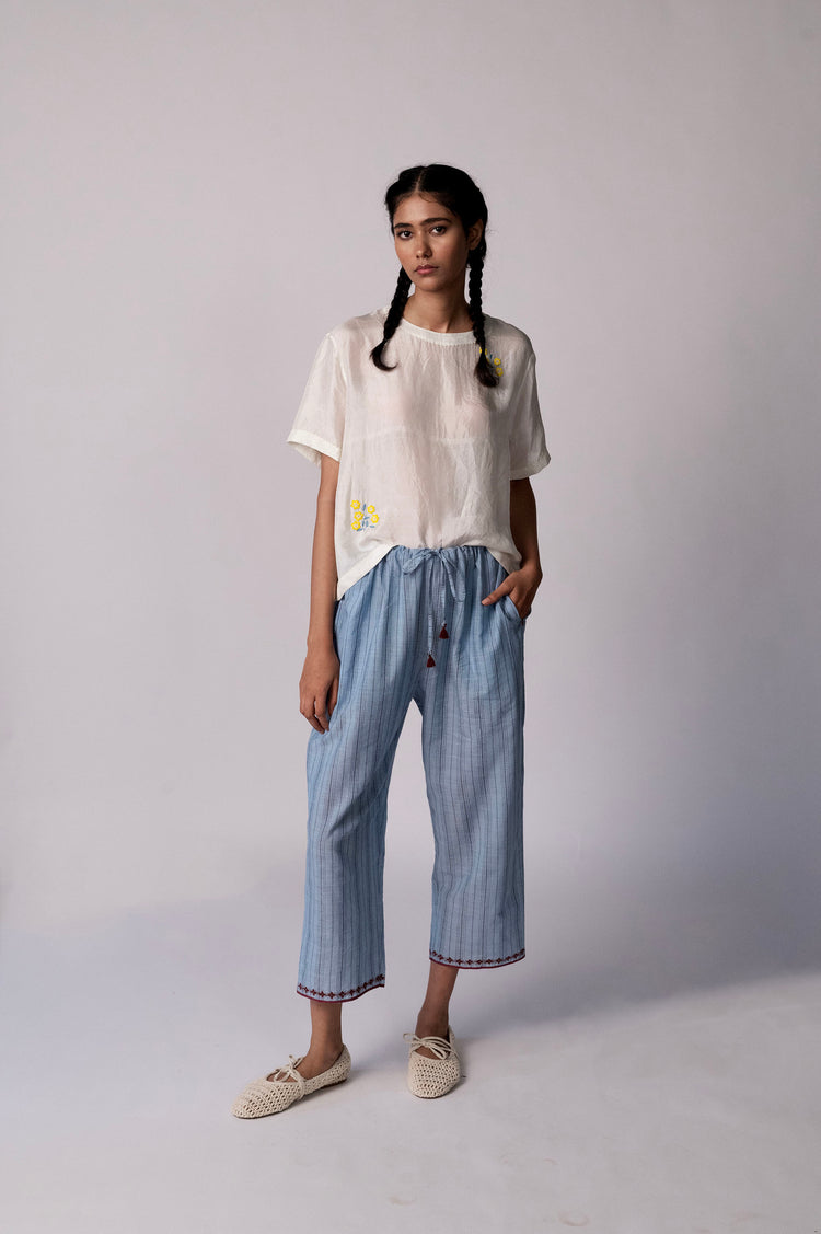 Anjira Pants – Blue Cotton Stripe