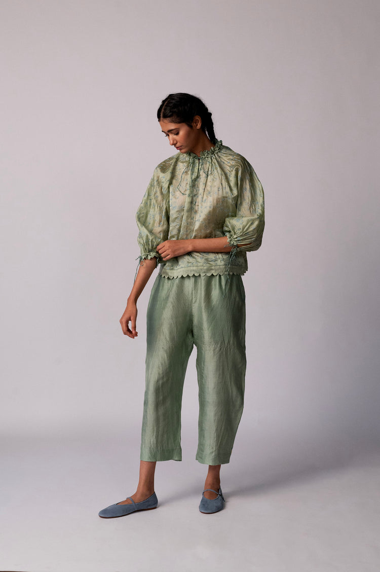 Chinar Top – Green Silk