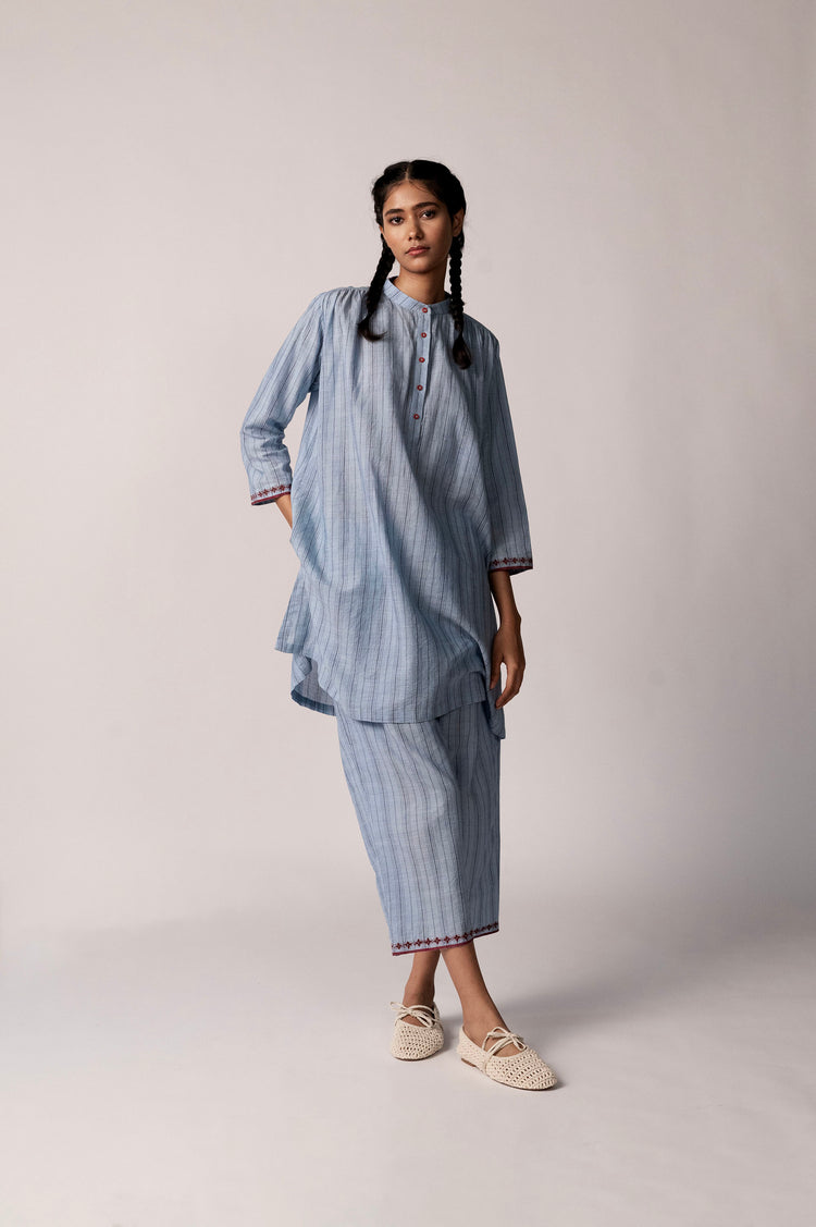 Kuvalaya Top – Blue Cotton Stripe