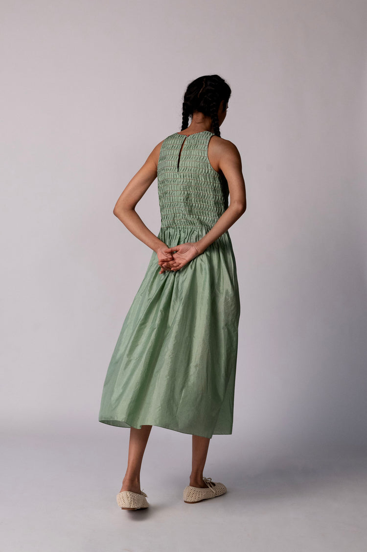 Savera Dress – Green Silk