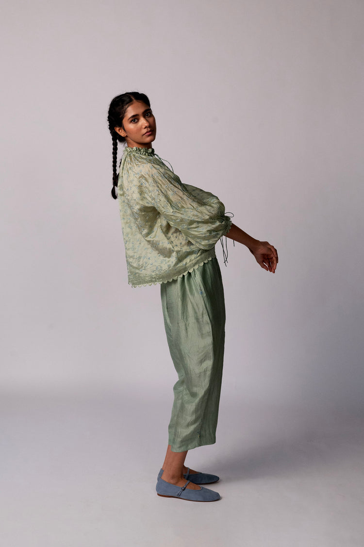 Anjira Pants – Green Silk