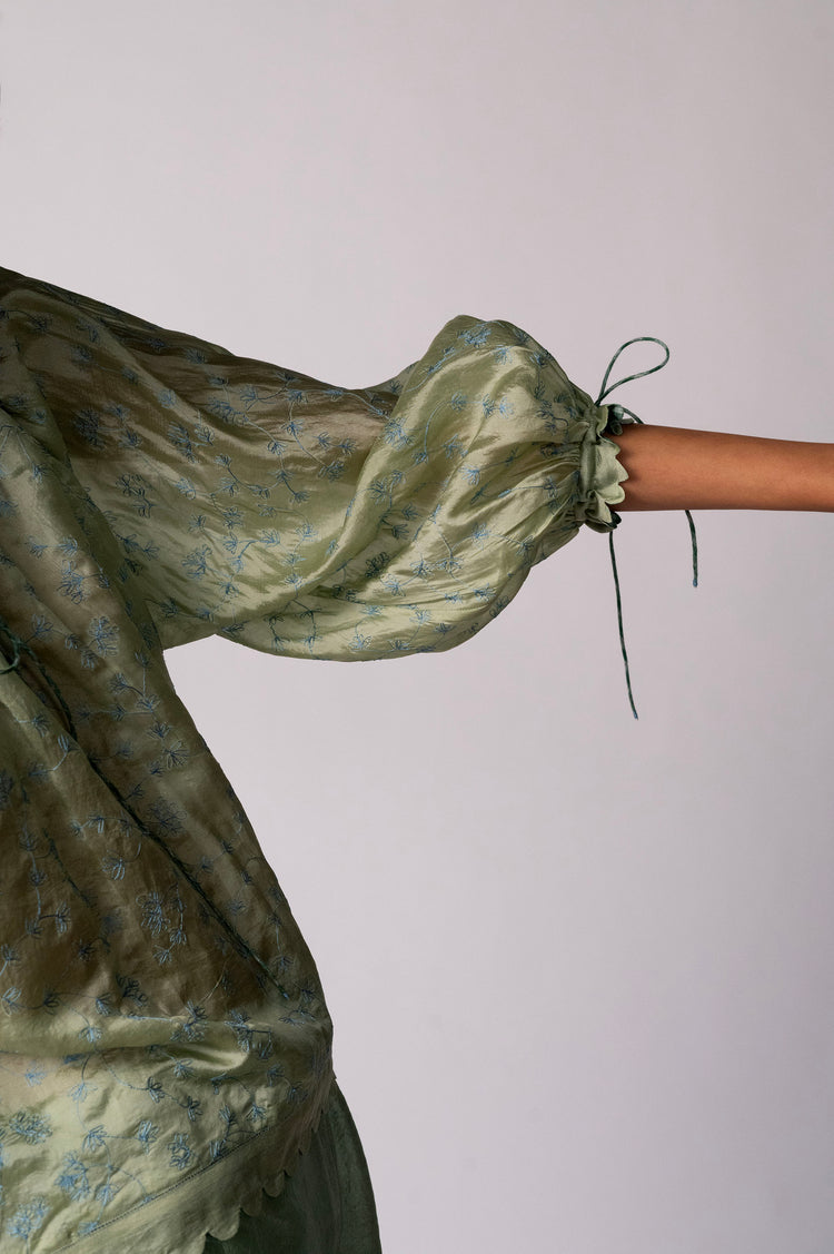 Chinar Top – Green Silk