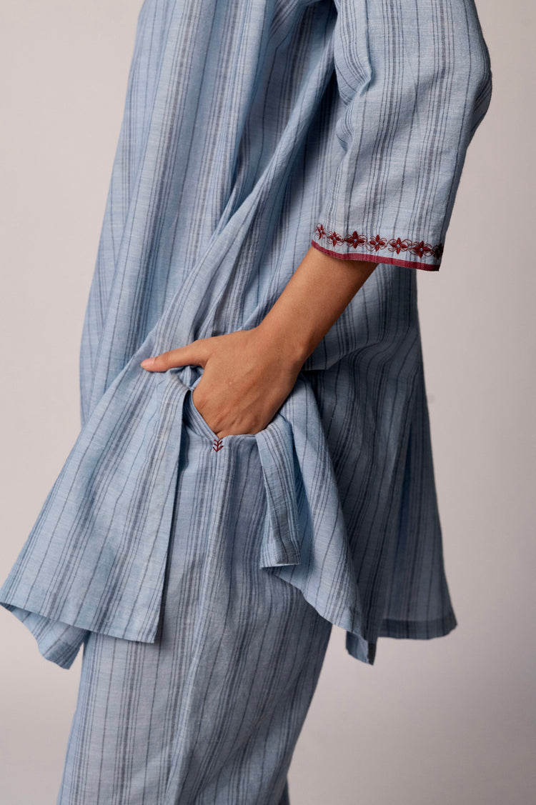 Anjira Pants – Blue Cotton Stripe