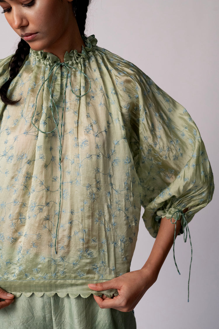 Chinar Top – Green Silk