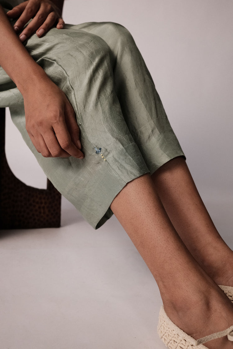 Anjira Pants – Green Silk