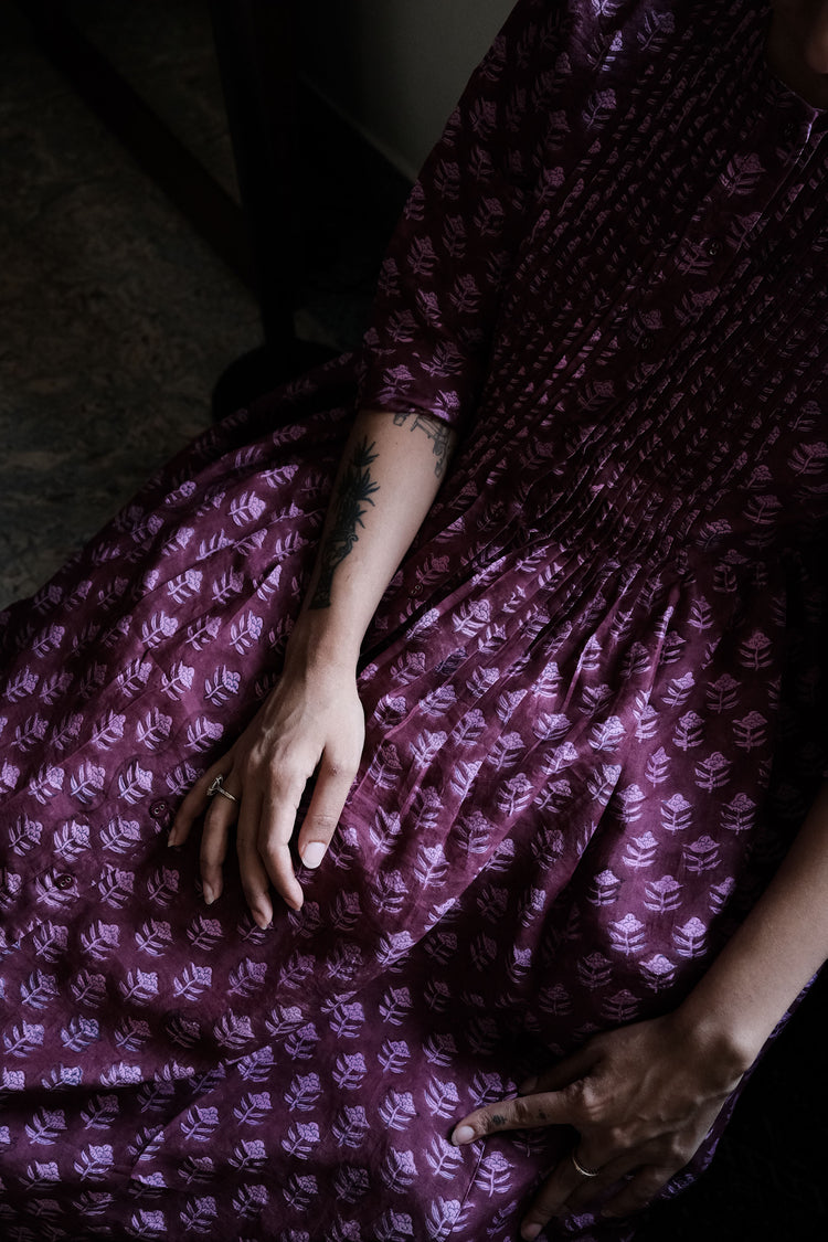 PURPLE DRESS, PLEATED