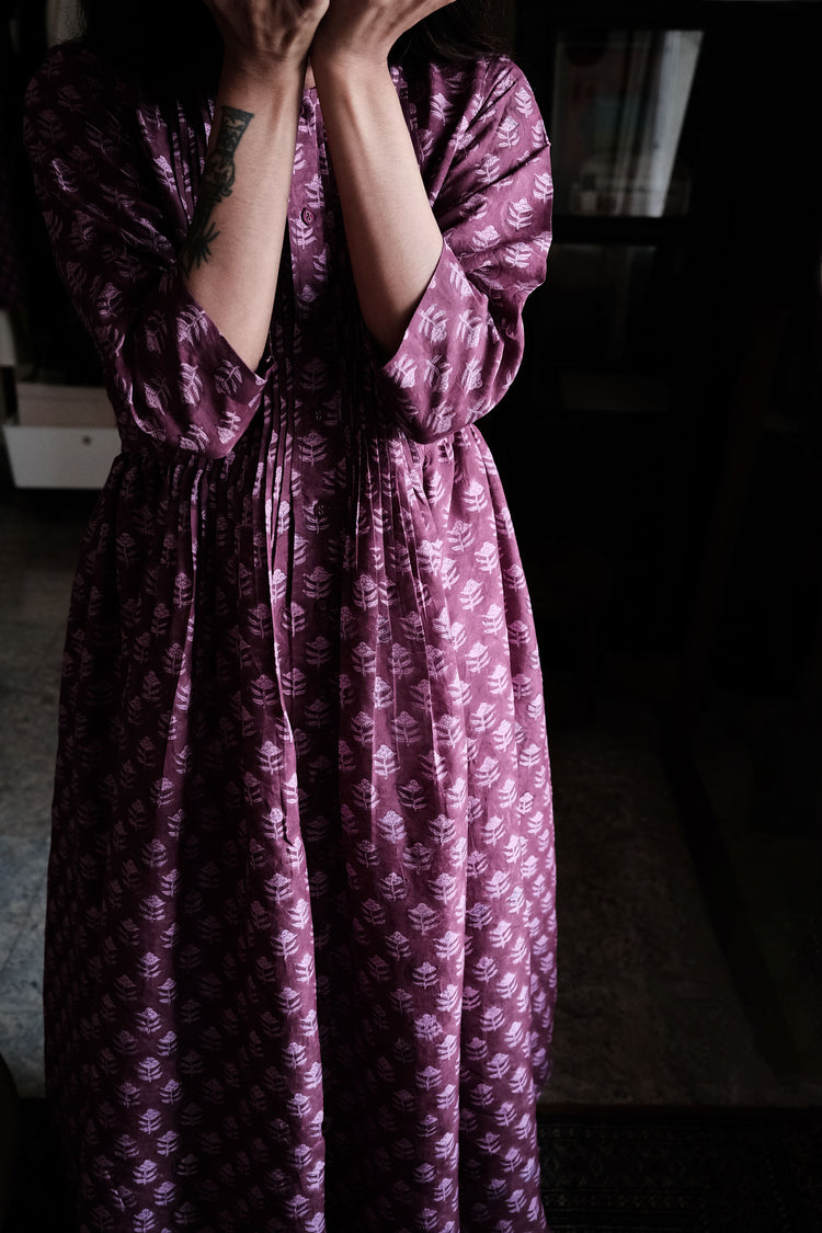 PURPLE DRESS, PLEATED