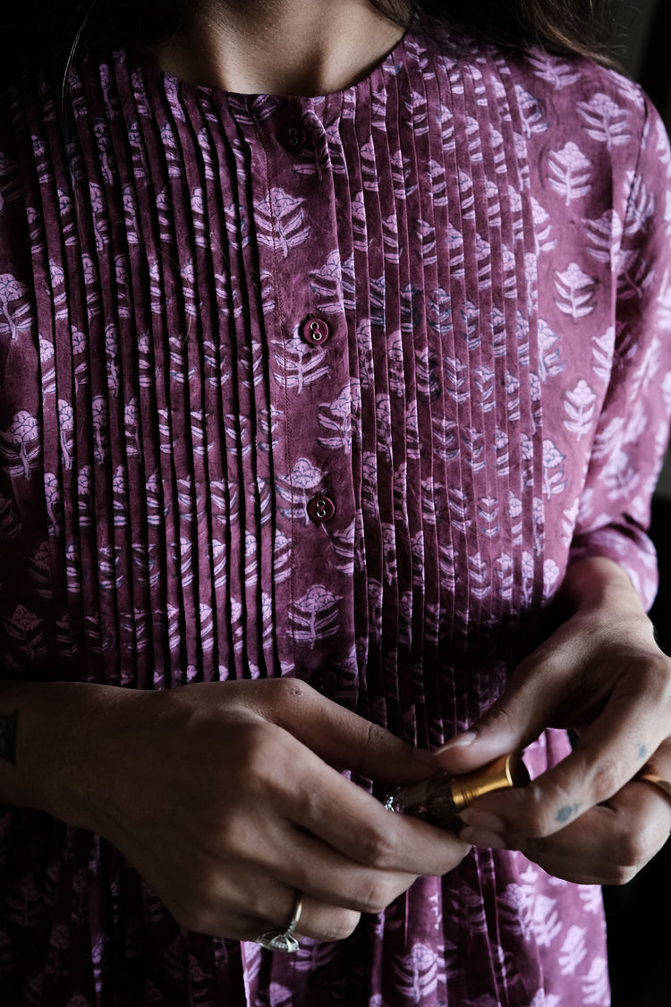 PURPLE DRESS, PLEATED