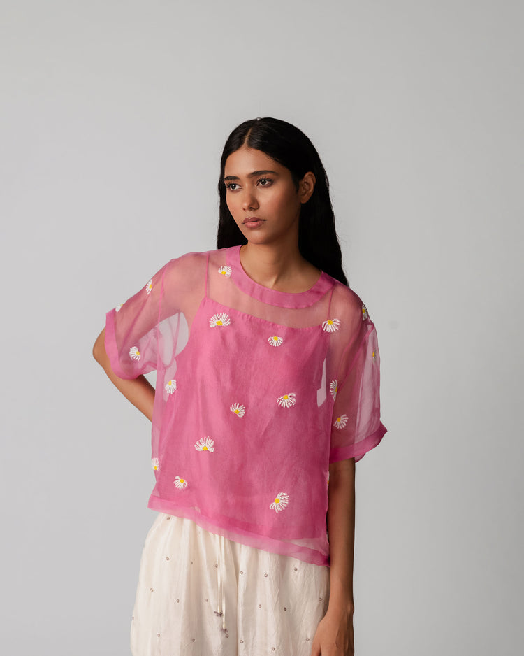 Gulbahar Top – Organza Pink